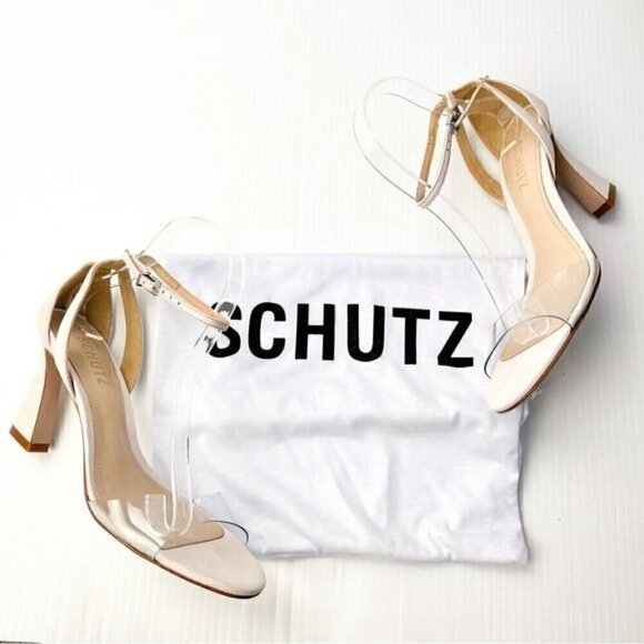Schutz Womens neutral May Ankle Strap Open Toe Heels Womens Size 7.5 - Picture 2 of 16